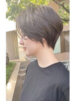 イメチェン大人可愛い耳かけショートボブダークアッシュブラウン