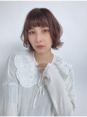 イメチェンフェミニン小顔カットアッシュブラウンボブ