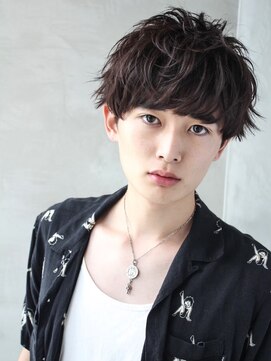 ユウ 渋谷(U) アッシュブラック/束間マッシュパーマ/刈り上げ/ツーブロック