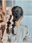 【ダブルポニーテール】/結婚式/二次会/同窓会/銀座/ヘアセット
