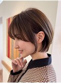 小顔見せショートベージュカラーブリーチしない透明感カラー