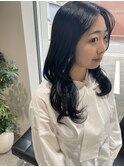 重めレイヤーカット×暗髪