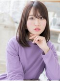 斜めバング大人可愛いツヤ髪エアストレート20代30代40代