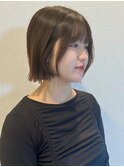 小顔ボブ韓国風切りっぱなし透明感アッシュ顔周り前髪