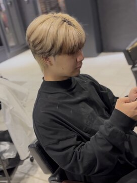 アウル 心斎橋(owl) シースルーマッシュ/ミルクティーベージュ/エンドカラー/メンズ