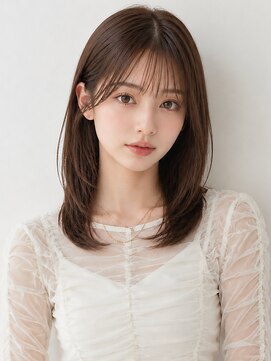 オレンジペコ(orange peco) レイヤーカット 韓国ヘア ミディアムレイヤー 髪質改善 バング