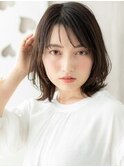 黒髪ウェットヘアくびれミディマレットウルフパーマ20代30代X