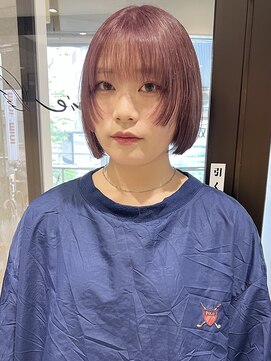 ラミエバイメルト 下北沢(lamie by melt) 村上/顔まわりレイヤーラベンダーピンクミニボブ前髪カット