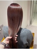 30代40代秋冬に人気♪艶のあるピンクベージュ髪質改善縮毛矯正