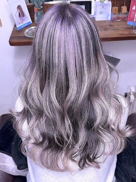 ブレイズヘアー(BLAZEhair) 【明るめ多め】脱染×ホワイトバレイヤージュ×ブリーチ2回