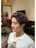 【メンズショート】スパイキーショート×ピンクベージュ
