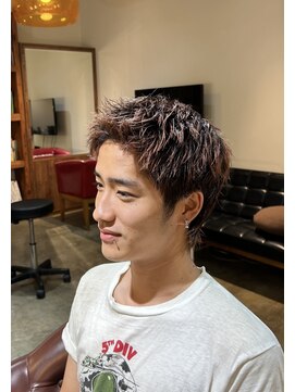 ビハインドザカーテン(BEHIND THE CURTAIN) 【メンズショート】スパイキーショート×ピンクベージュ