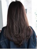 レイヤーカット毛先ワンカールくせ毛風カール薄めバングデジパ