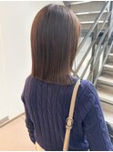 髪質改善暗めカラー切りっぱなしボブラウンベージュグレージュ