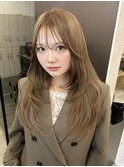 a91レイヤーカットブリーチカラーヘーゼルベージュダブルカラー