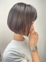 Ruufus恵比寿南/白髪ぼかしハイライト/ショートボブ/髪質改善 ナチュラルストレート丸みショート×ツヤ感【Ruufus】