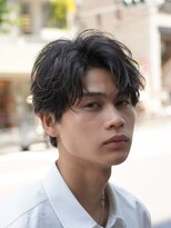 バイフィフス 原宿/表参道(by fifth)&nbsp;原宿ニュアンスパーマメンズカット短めセンターパートウルフ