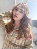 カジュアルロング_フリンジウェーブココアブラウン_97705