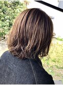 ブリーチなしカラー毛先無造作カール×立体感◎ボブパーマ