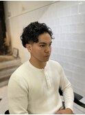 かき上げヘアショートレイアーくせ毛風パーマコンマヘアS104