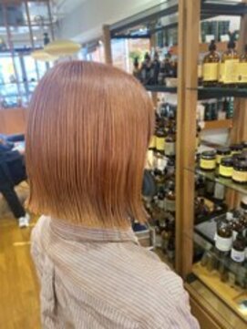 オーガニックマインド 坂戸 鶴ヶ島(organic+mind) 20代30代40代小顔切りっぱなしボブハイトーンオレンジベージュ