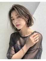 アッシュ 学芸大学店(Ash) ボブ/大人女性/グレーアッシュ/白髪ぼかしハイライト/脱白髪染め