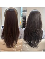 カラフクオカ 薬院駅前(Cara FUKUOKA)&nbsp;アッシュグレージュ&レイヤーカット★福岡暗髪カラー