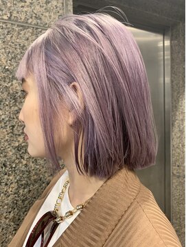 ウィルゴ(VIRGO) ショートボブ ラベンダーアッシュ ケアブリーチ 肩上ショート