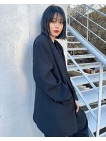 ミンクス 原宿店(MINX) 【MINX原宿表参道】外ハネ透明感ネイビーカラーボブ