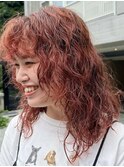 パーマ/くるくるパーマ/レッド/チェリーレッド/原宿/表参道