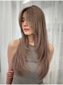 レイヤーカット 韓国レイヤー ハイレイヤー グレージュ