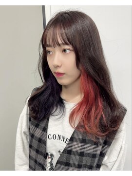 ハピネス 梅田茶屋町店(HAPPINESS) 韓国カラー　インナーカラー　オレンジ　ラベンダー