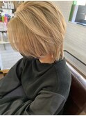 ダブルカラーミルクティー_ウルフショート似合わせカット_88