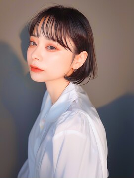 ラベスト キョウト(LOVEST) ショートボブ/シースルーバング/アッシュブラウン/耳かけボブ