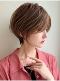 前髪なし小顔ひし形丸み耳掛け大人ショート20代30代40代50代＊