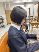 魅力倍増カールセミディシアーカラーダークアッシュショートヘア