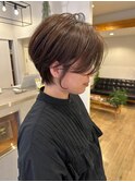 大人可愛い20代30代40代前下がりショートボブ丸みショート◎