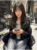 地毛風ブラック×レイヤーカット