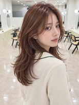 モト 船橋(moto)&nbsp;韓国セミロングレイヤー艶髪カッパーシナモン顔周りカット船橋