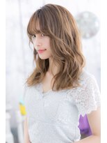 ヘアアンドビューティー ミック(Hair & Beauty miq)&nbsp;シースルーバング×無造作カールのこなれくびれセミディa