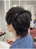 ツーブロショートウルフ無造作ヘア【派手髪メッシュ】