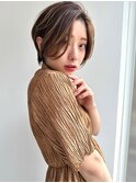大人可愛い小顔ひし形クビレ丸みボブ20代30代40代大人ショート