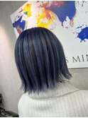 #バレイヤージュ#ネイビー#ラベンダー#ブリーチ