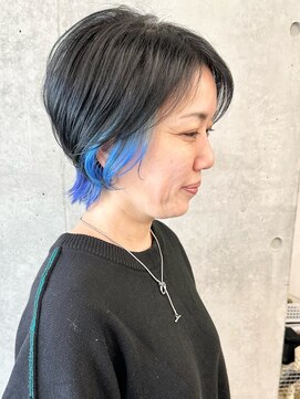 モリオ(morio) ＊前下がりショートインナーカラーくびれショート前髪30代40代1