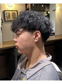 ラフカールテーパーフェードメンズマッシュ