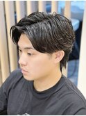 Haleブルーブラックフェザーパーマサーフカールニュアンスパーマ