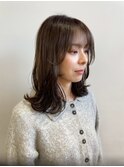 ミディアム/レイヤーカット/透明感ダークブラウン