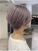 ハイトーンカラーミルクティーピンクベージュレイヤーカット韓国