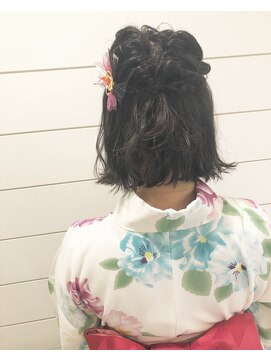 ネオリーブ アンド 渋谷店(Neolive &) 【Neolive & 渋谷店】浴衣に似合うハーフアップ☆ボブ