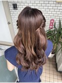 ハーフツイン　ヘアセット　デートヘア　フェミニン
